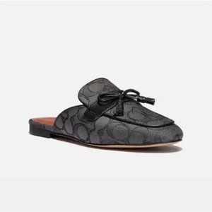 Coach Stassi Signature Black/Grey Slide Loafer Shoe Size 5.5